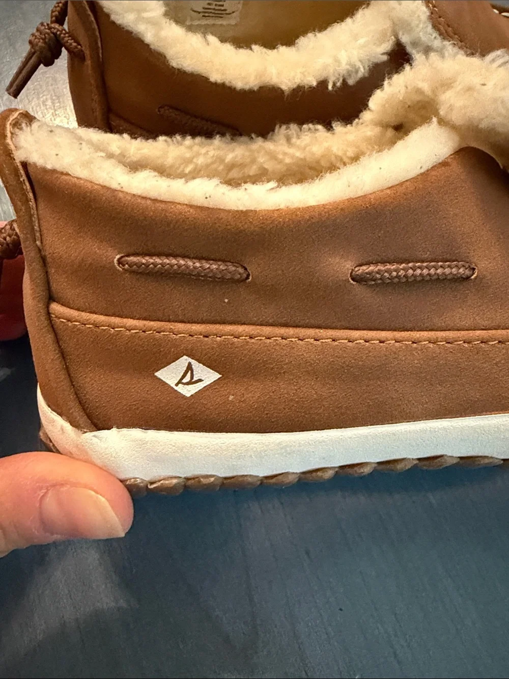 Sperry Tan Brown Faux-Shearling Slip-On Moccasins for Kids